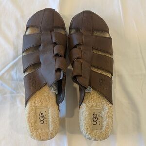 UGG Brown Shearling Fisherman Clogs